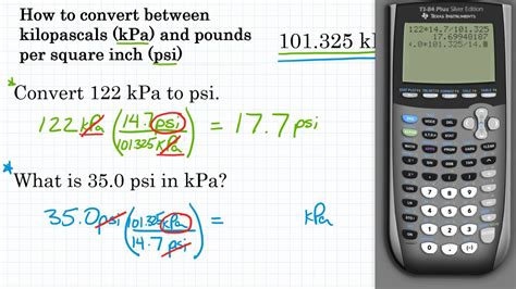 1 psi = 6.8947572932 kPa 1 kPa = 0.1450377377 psi Example: convert 15 psi to kPa: 15 psi = 15 × 6.8947572932 kPa = 103.4213593977 kPa Popular Pressure Unit Conversions bar to psi psi to bar kpa to psi psi to kpa Convert Psi to Other Pressure Units Psi to Pascal psi to bar Psi to Ksi Psi to Standard Atmosphere 